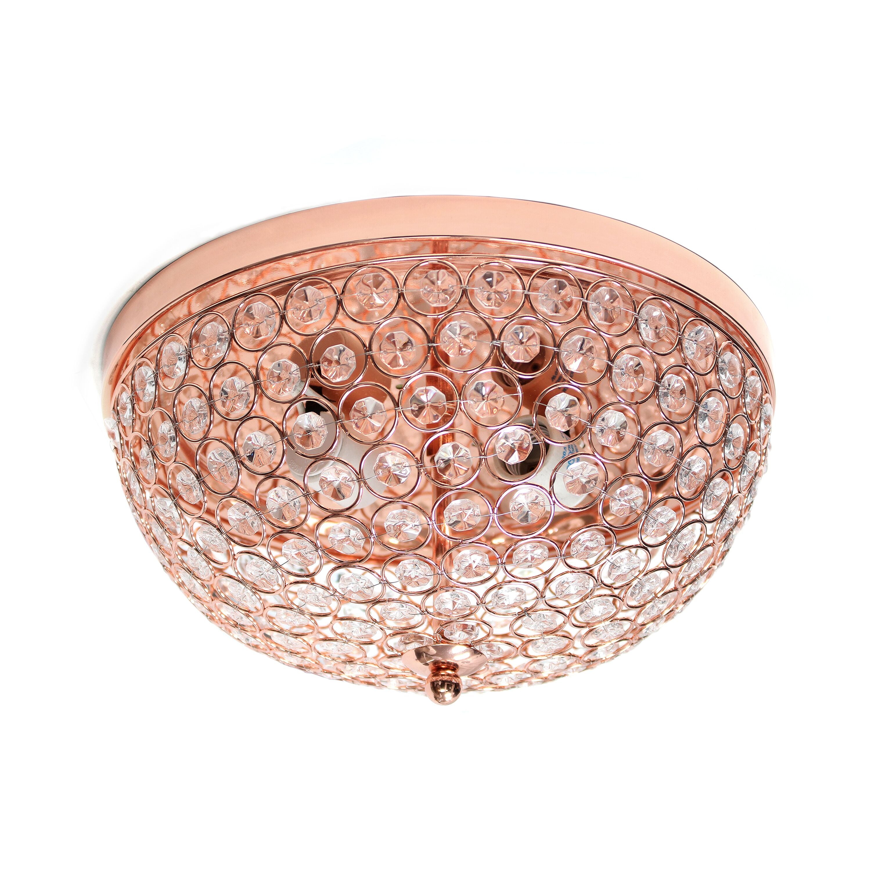Elegant Designs 2 Light Elipse Crystal Flush Mount Ceiling Light, Rose Gold