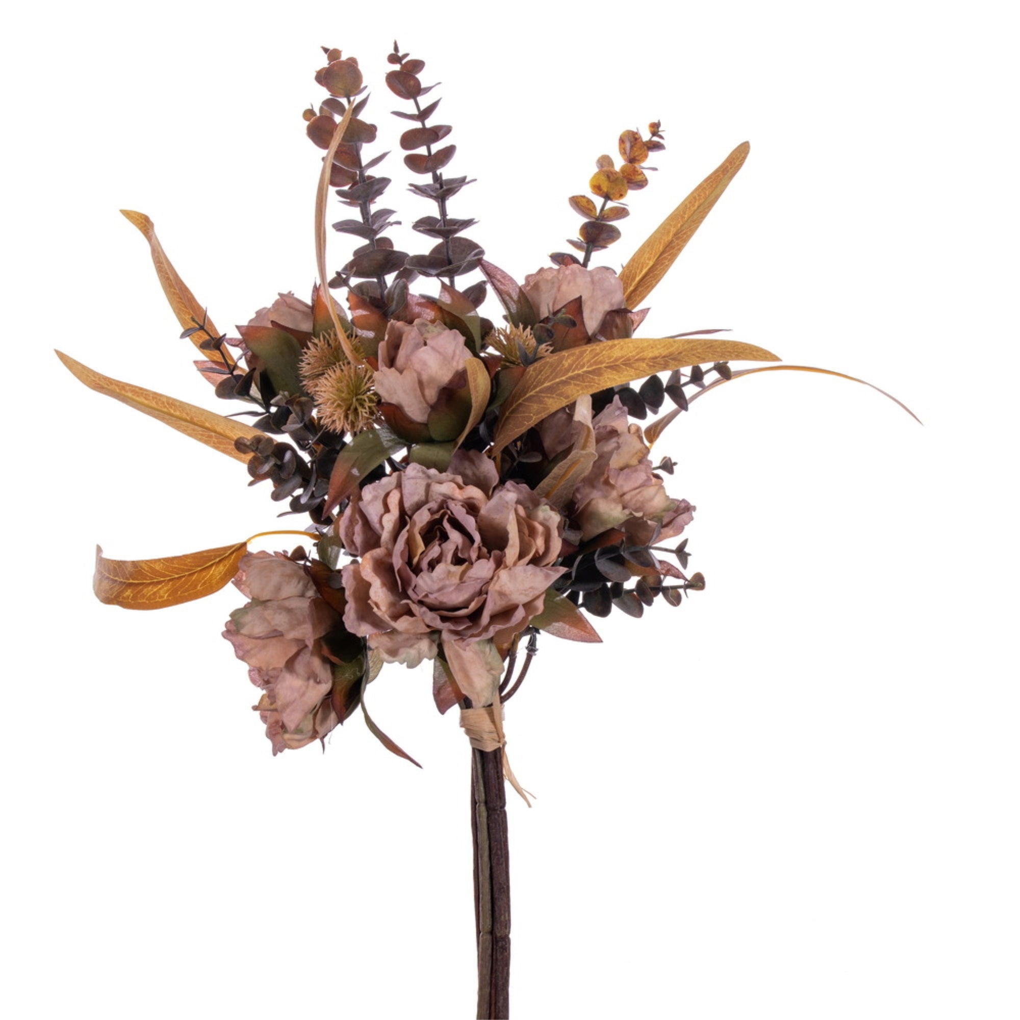 Vickerman 21.5” Tan Artificial Dried Peony Eucalyptus Bundle.