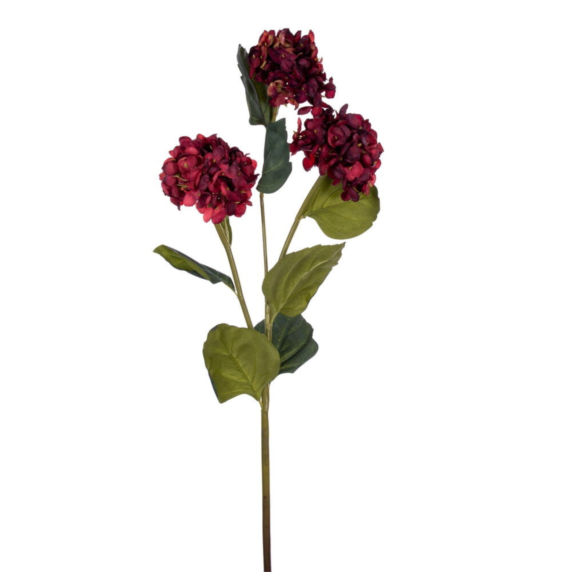 Vickerman 33” Burgundy Artificial Hydrangea Spray with Three Flower Heads 2 per bag.