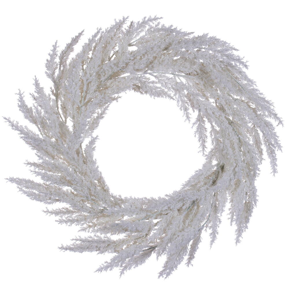 24″ White Pampas Grass Wreath