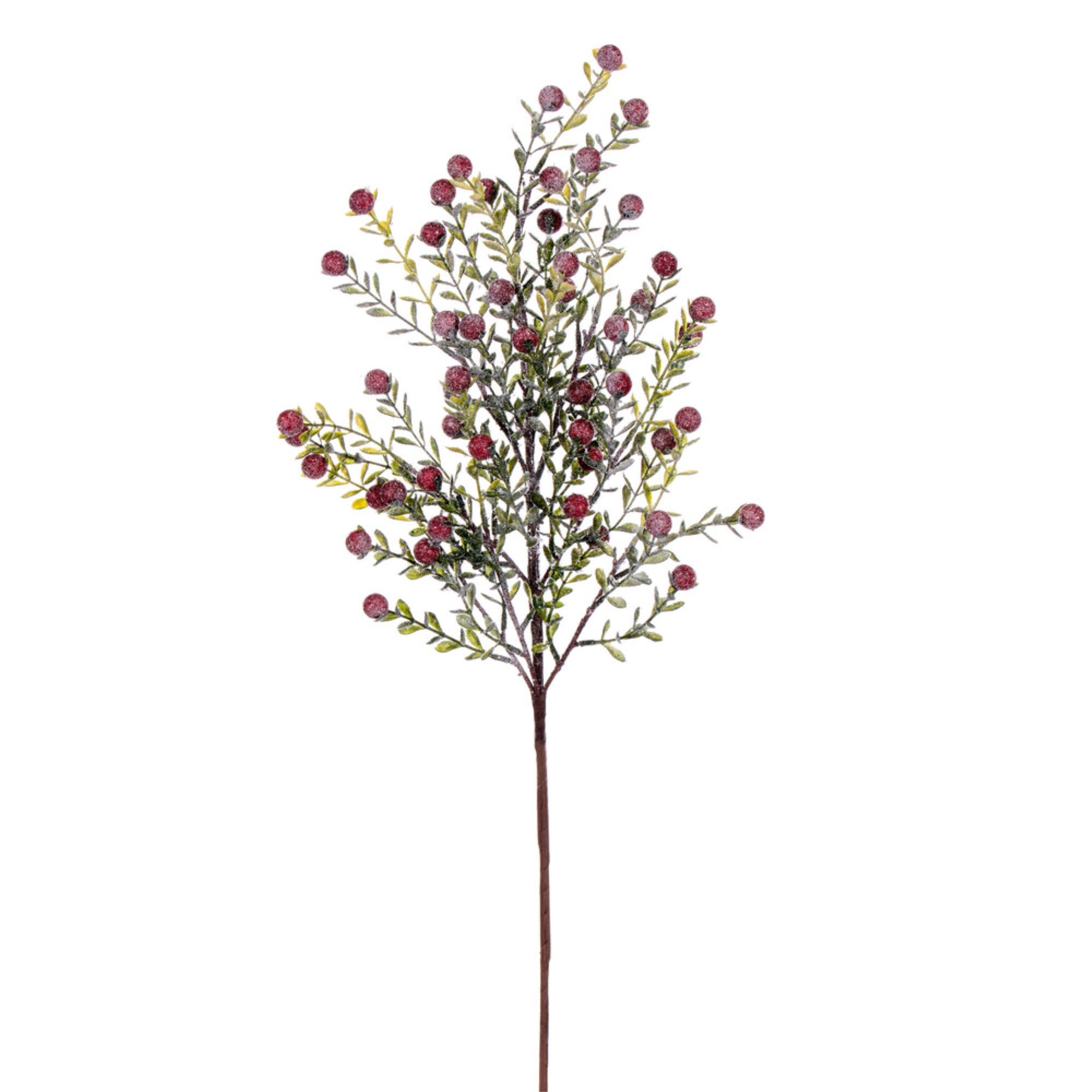 Vickerman 20.5” Artificial Frosted Red Berry Greenery Spray 3 per bag.