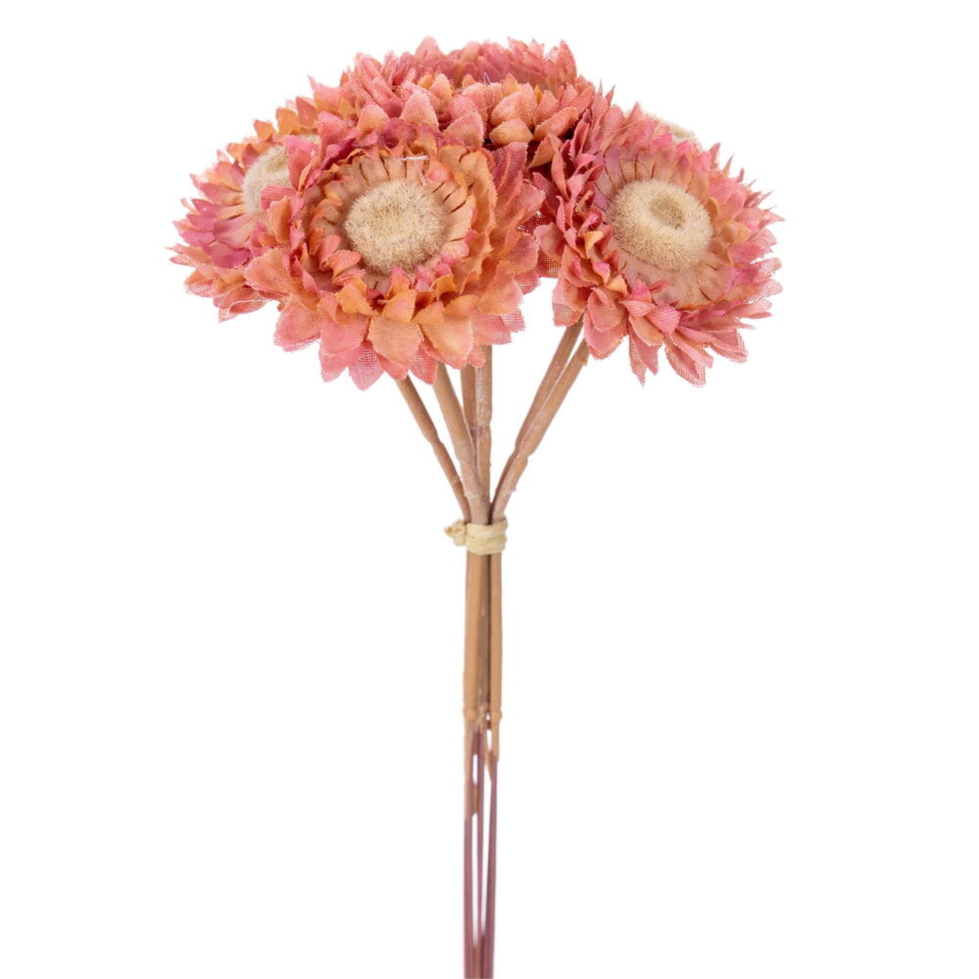 Vickerman 7” Rose Pink Artificial Daisy Strawflower Stem 6/Bag. Perfect addition to any decorating project