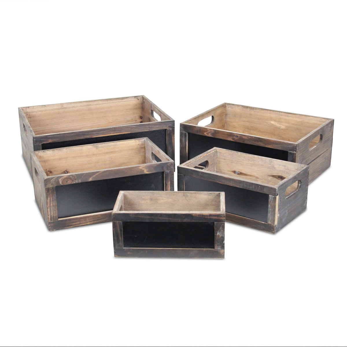 Vale Set Of 5 Wood & Chalkboard Crates