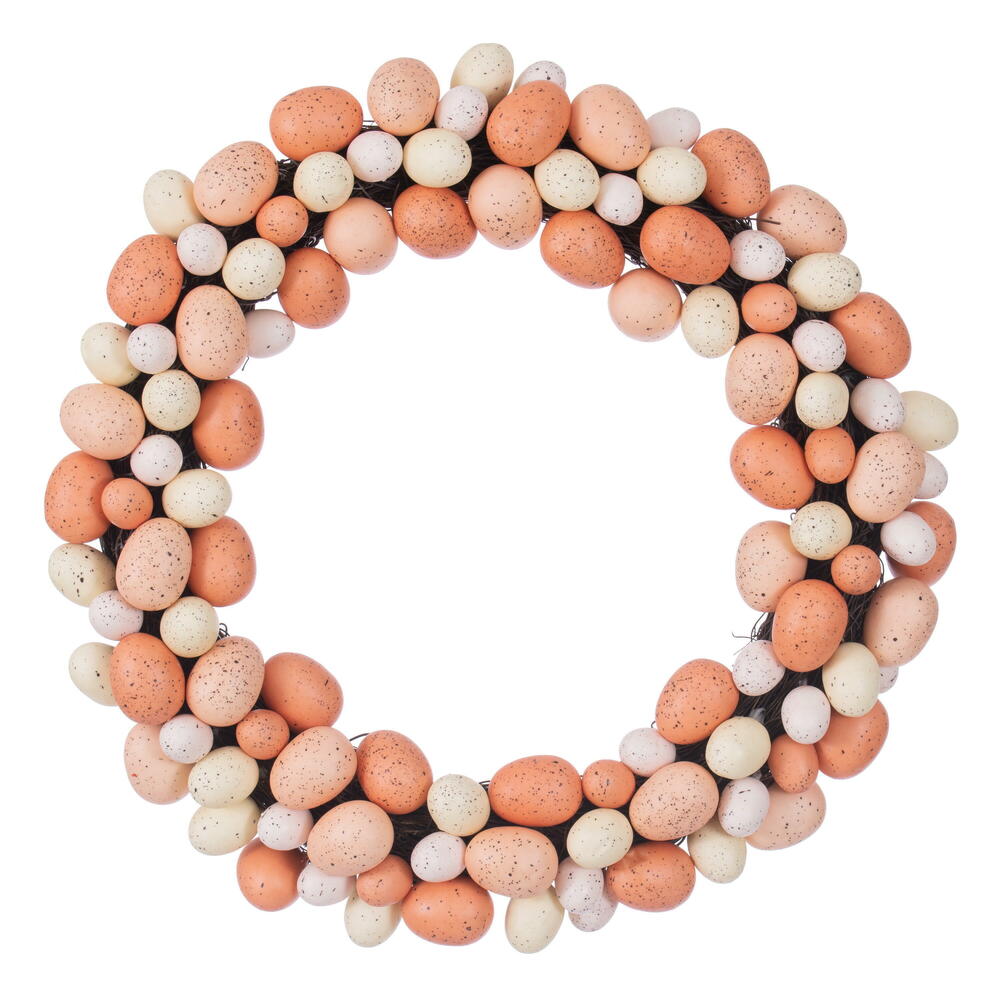 18″ Coral/White Easter Eggs Wreath