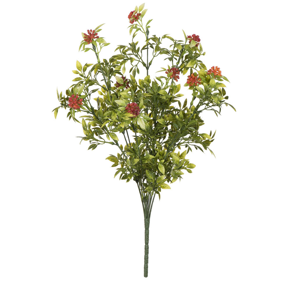 Vickerman 17” Grn Pea Leaf Orange Berry Spray 2/Pk - FQ180401