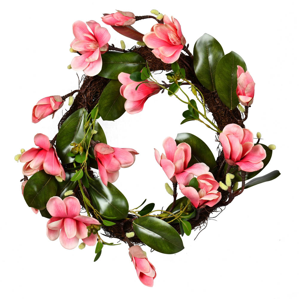 Vickerman 22” Dark Pink Magnolia Wreath - FQ190722