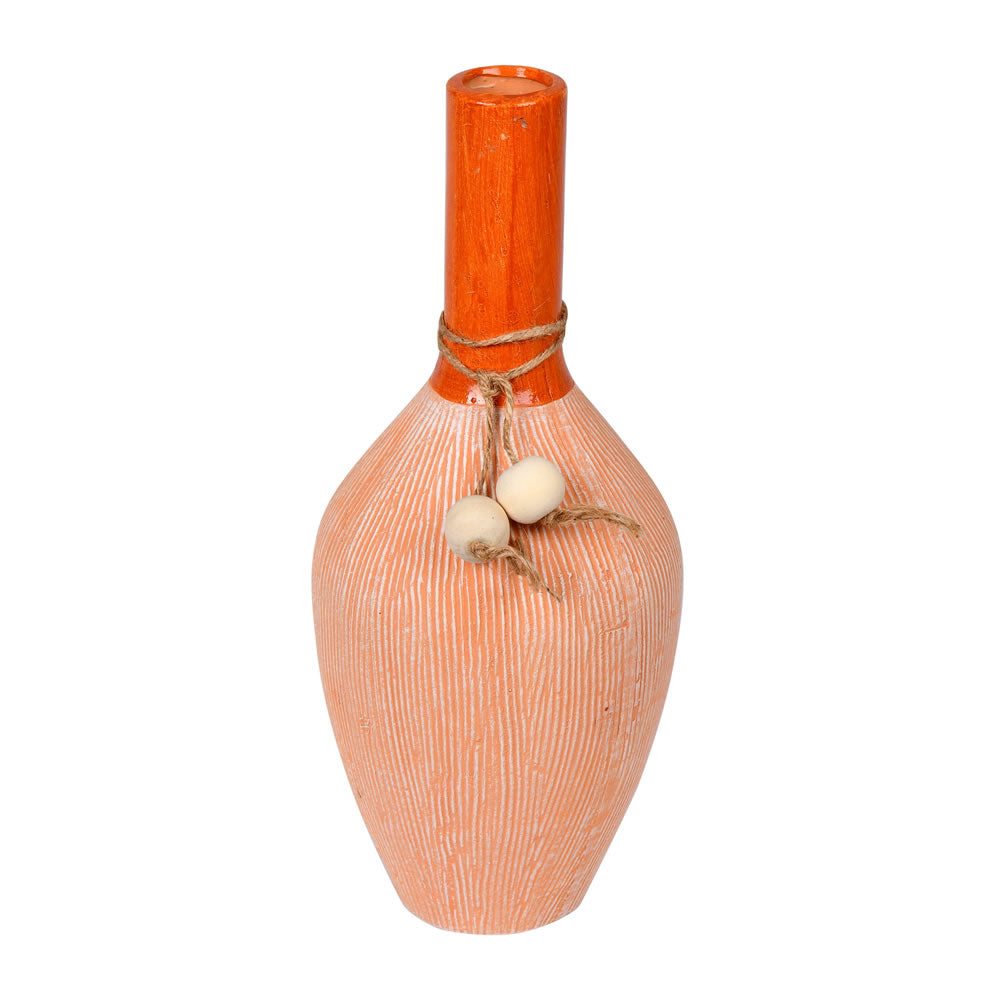 Vickerman 11.25” Brown Twine Terracotta Vase - FQ191811