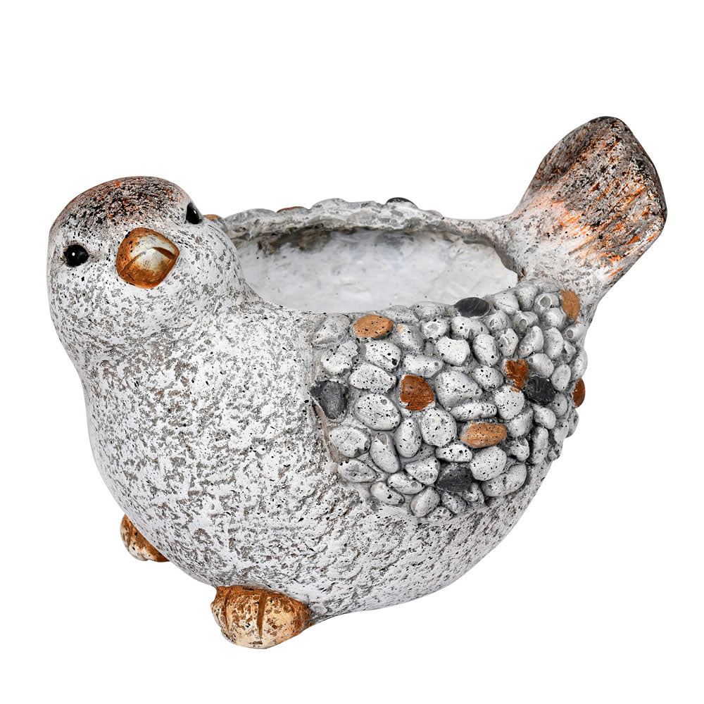 Vickerman 7.5” Gray Bird Planter Outdoor Garden - FQ191907
