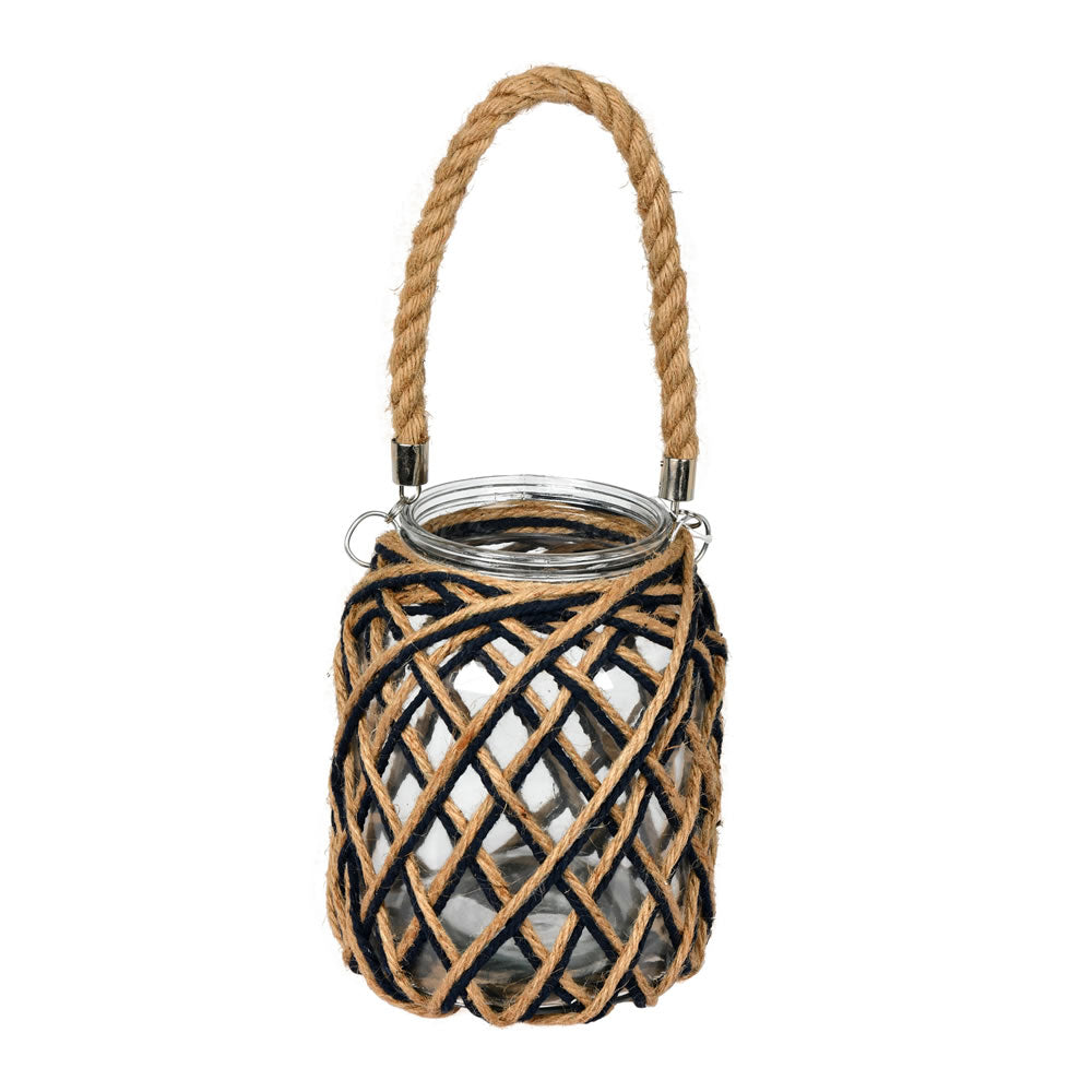 Vickerman 8.5” Glass Jar in Woven Jute Handle - FQ195308