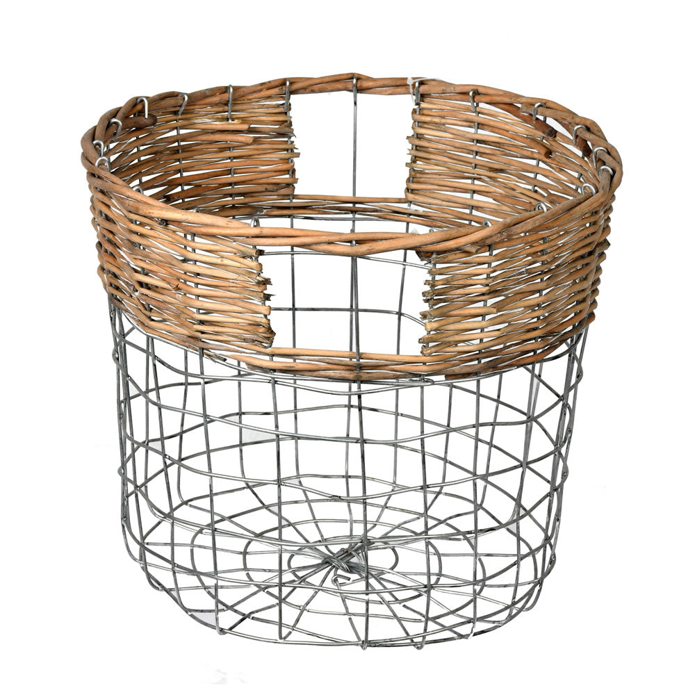 Vickerman 10.5” Round Wire Basket w/ Woven Bamboo - FQ195510