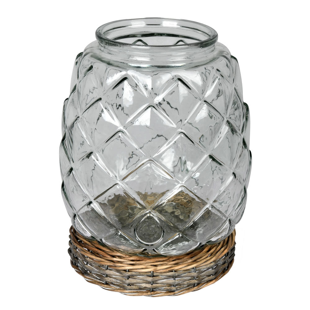 Vickerman 10.3” Glass Jar with Wicker Base - FQ195710