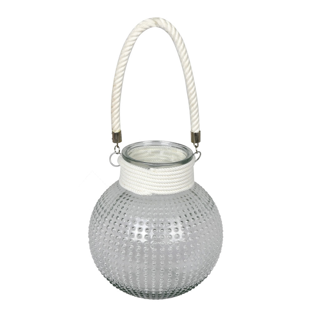Vickerman 10” Glass Jar with White Rope Handle - FQ195910