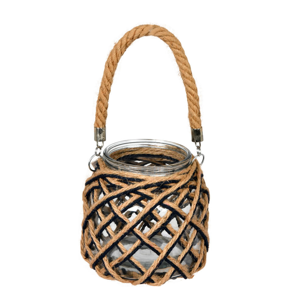 Vickerman 7” Glass Jar in Woven Jute Handle - FQ196007