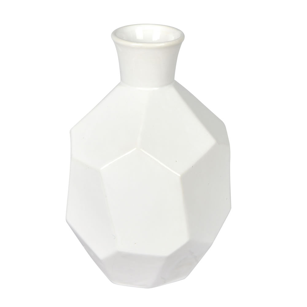 Vickerman 10” White Ceramic Geometric Bottle - FQ196210