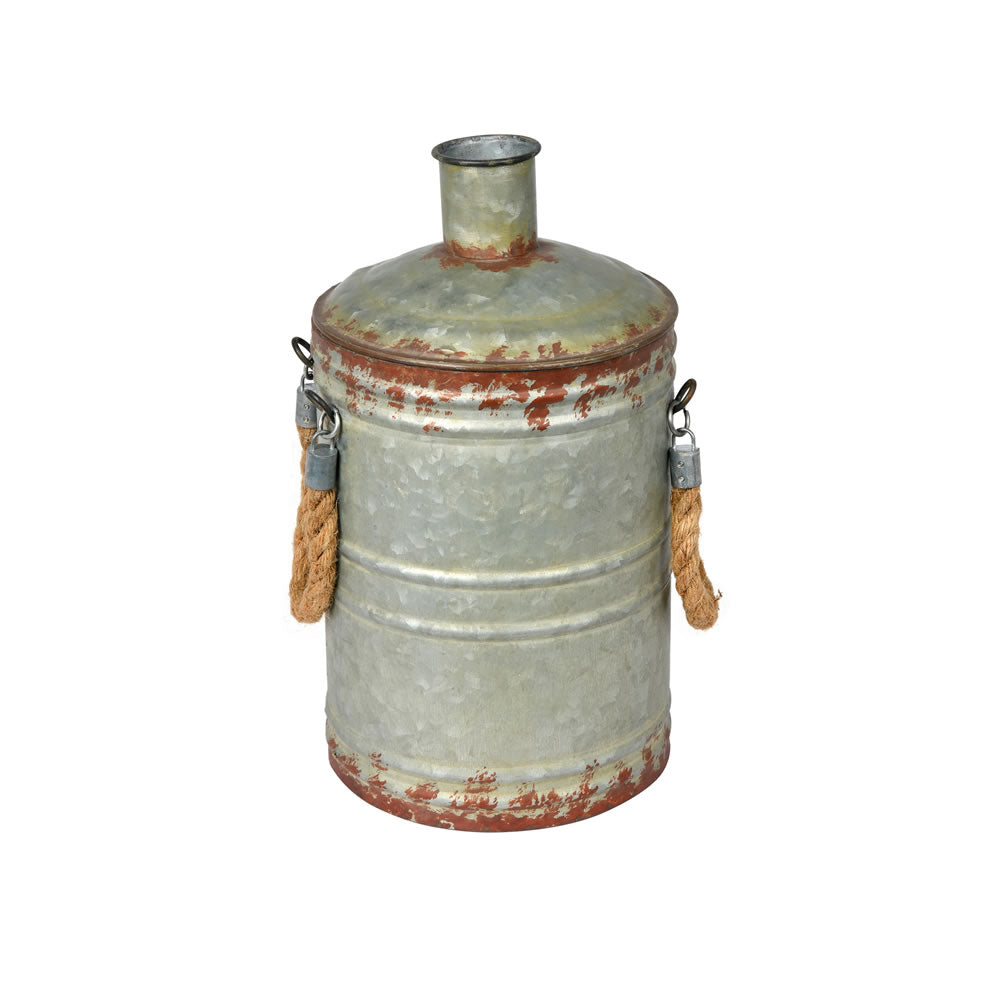 Vickerman 13.5” Rustic Metal Container with Handle - FQ196613