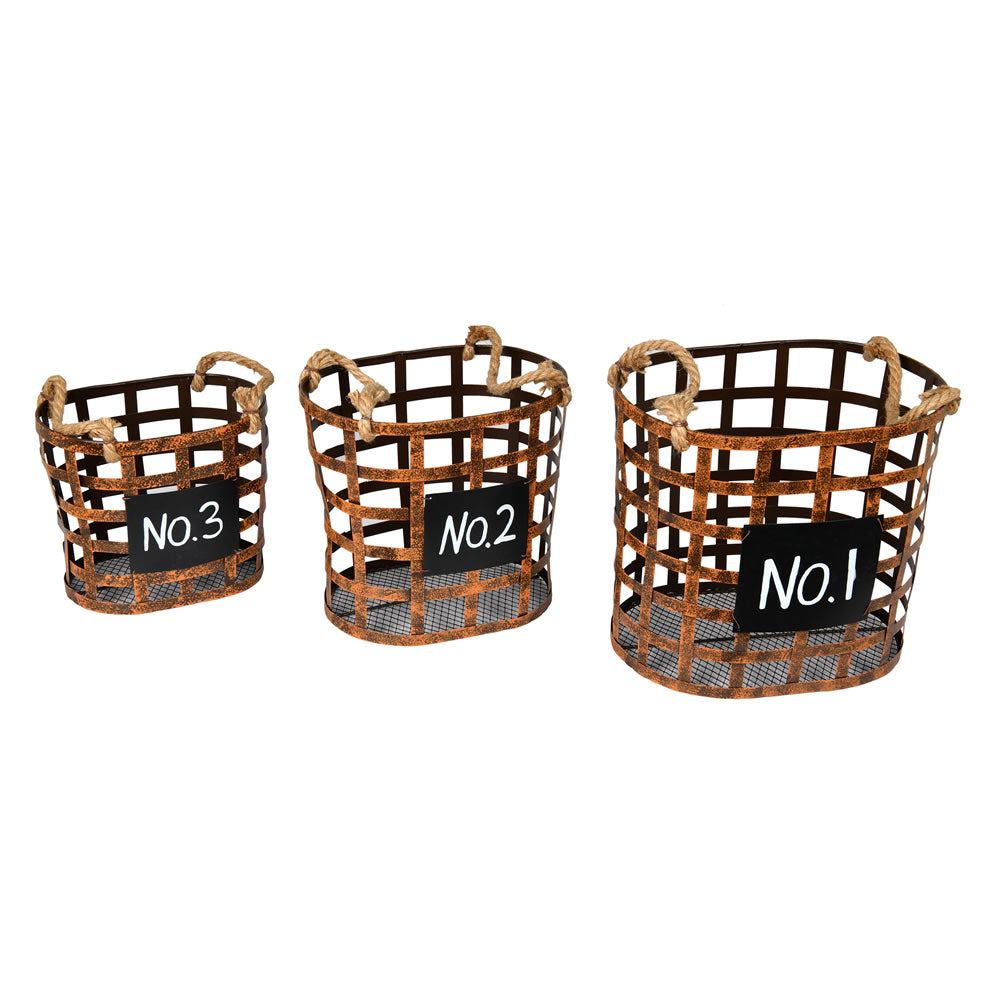 Vickerman 10 Wire Chalkboard Oval Basket Set/3 - Fq196933