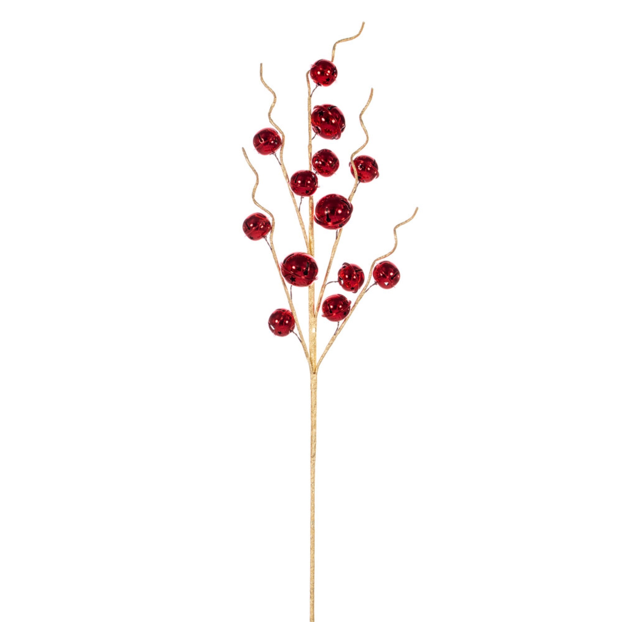 33” Red Metal Jingle Bell Spray 2/Bag