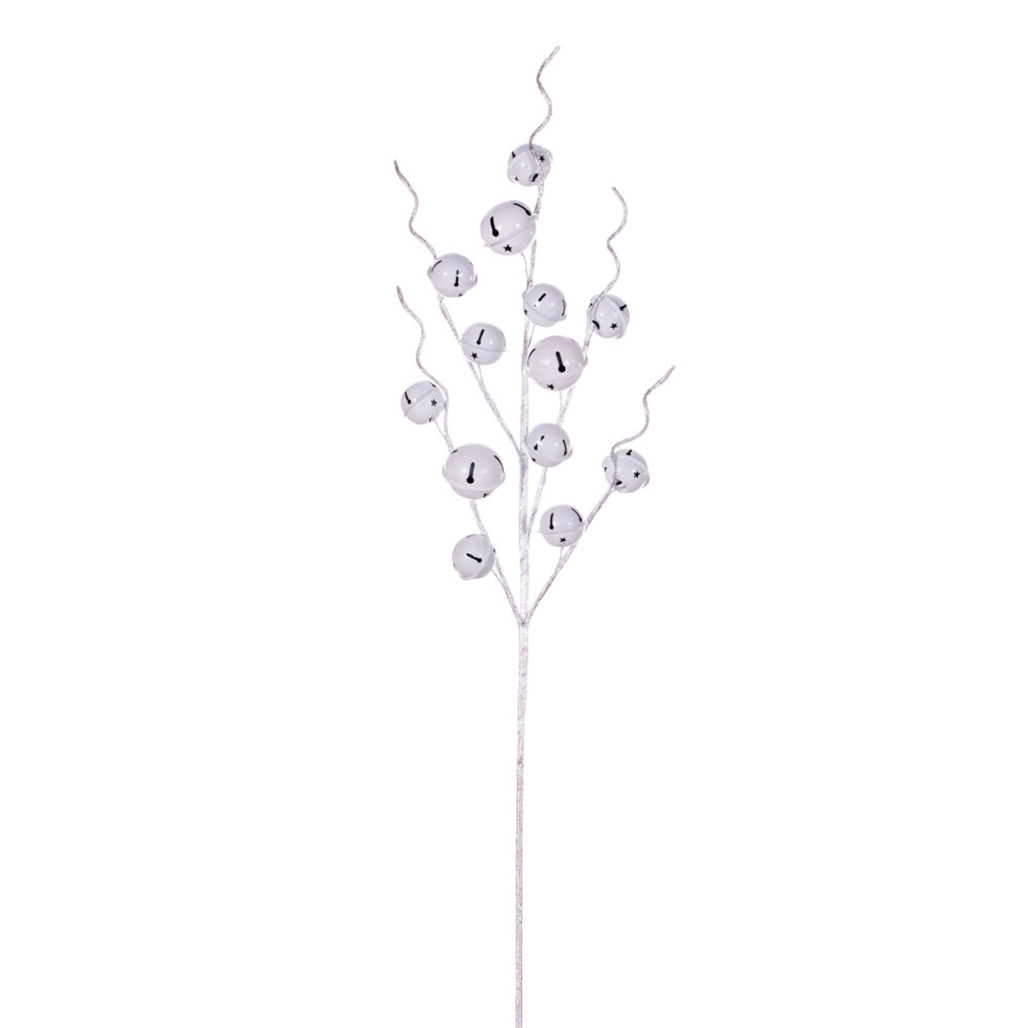33” White Metal Jingle Bell Spray 2/Bag