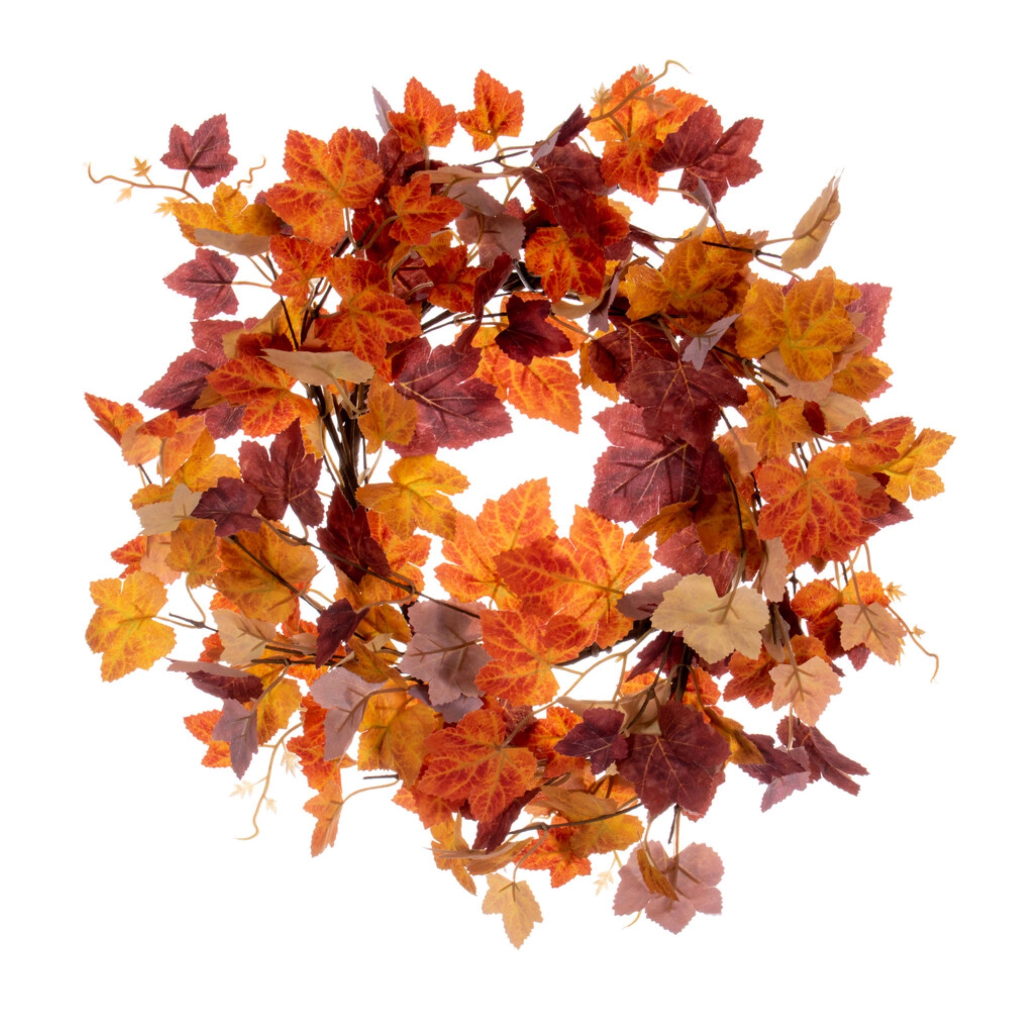 16” Ornge Fall Maple Leaf Cndle Rng Wrth