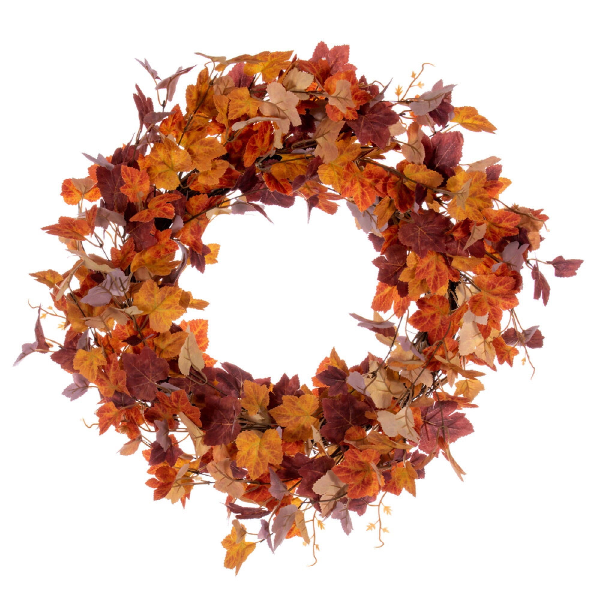 22” Orange Fall Maple Leaf Wreath