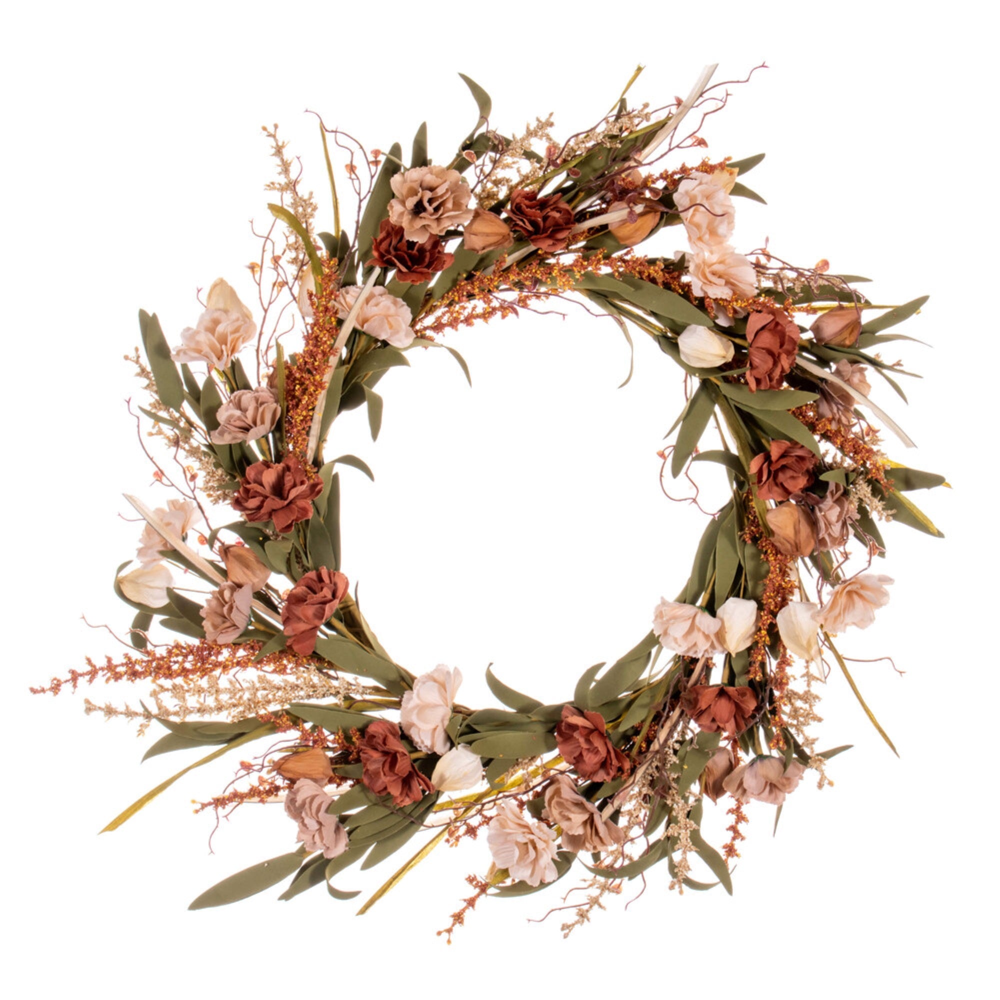 20” Brown/Cream Carnation/Lantern Wreath
