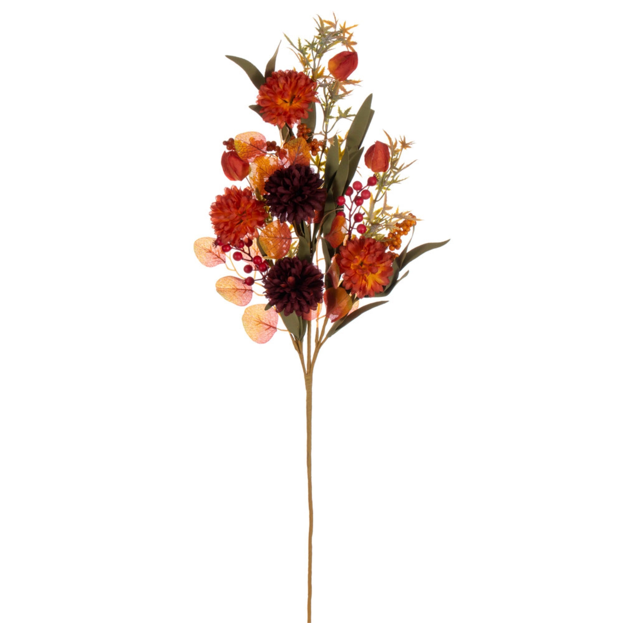 31” Ornge/Brgndy Mum/Lantern Spray 2/Bag