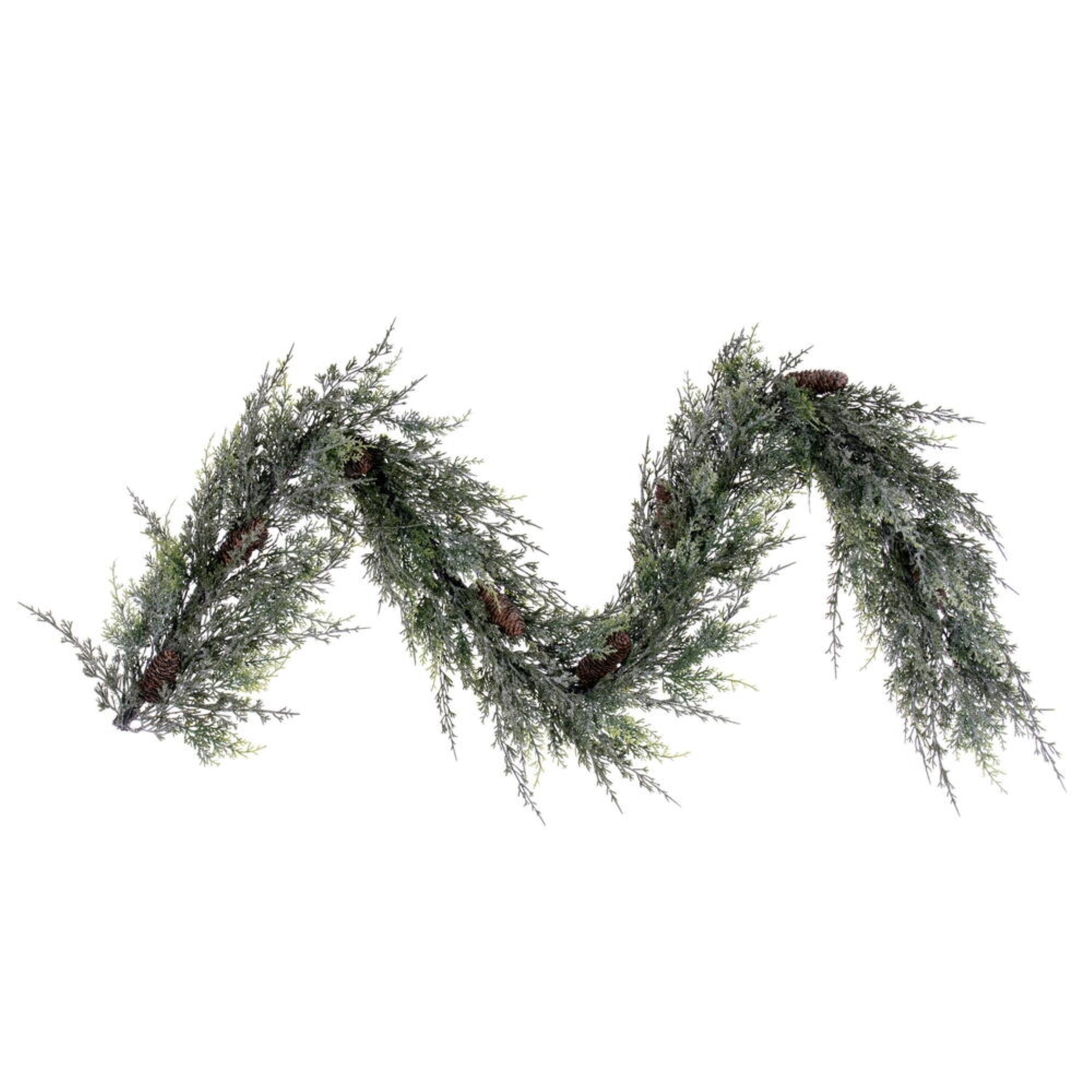 6' Snow Cedar Hanging Garland W/Cone