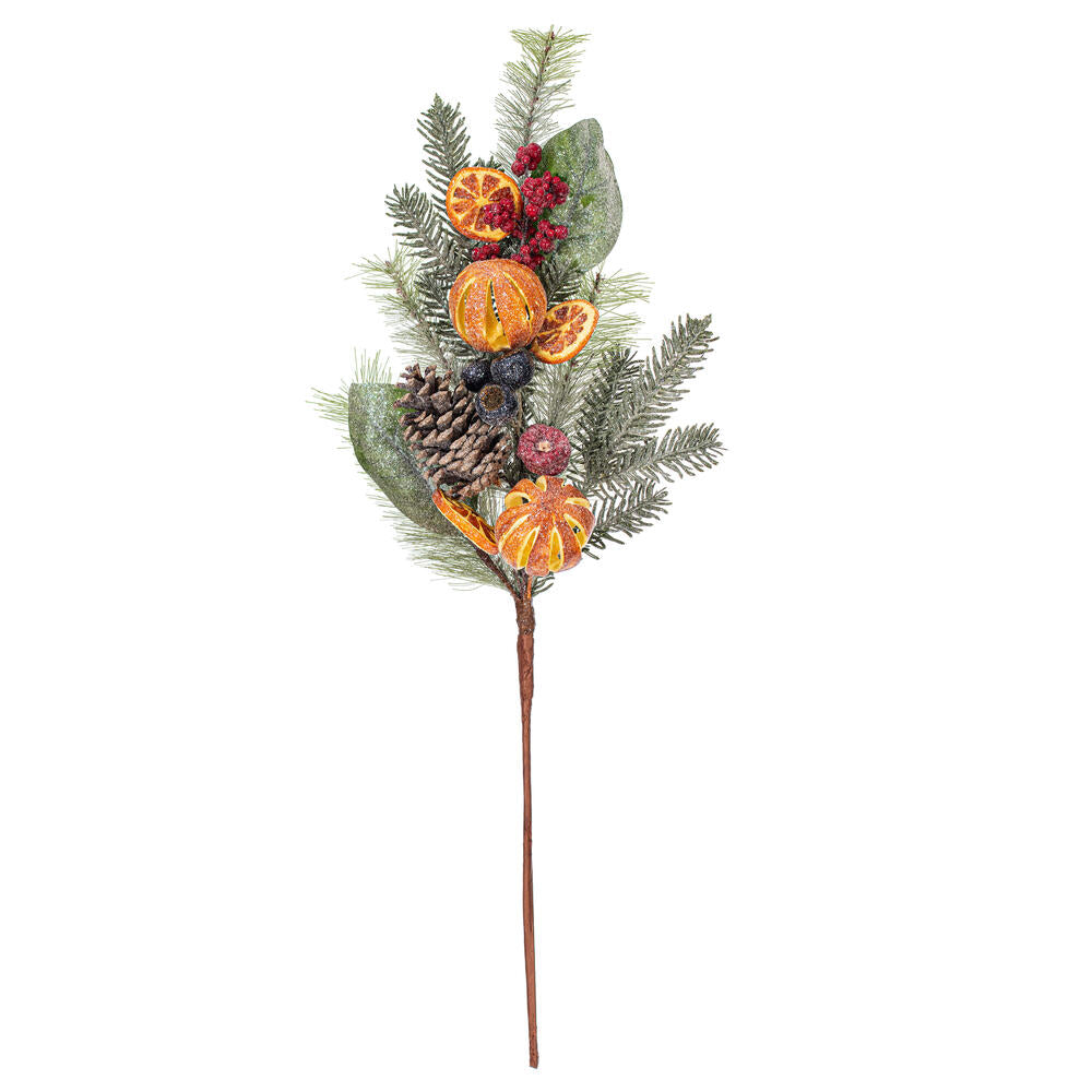 28” Green Mixed Pine Orange/Berry Spray