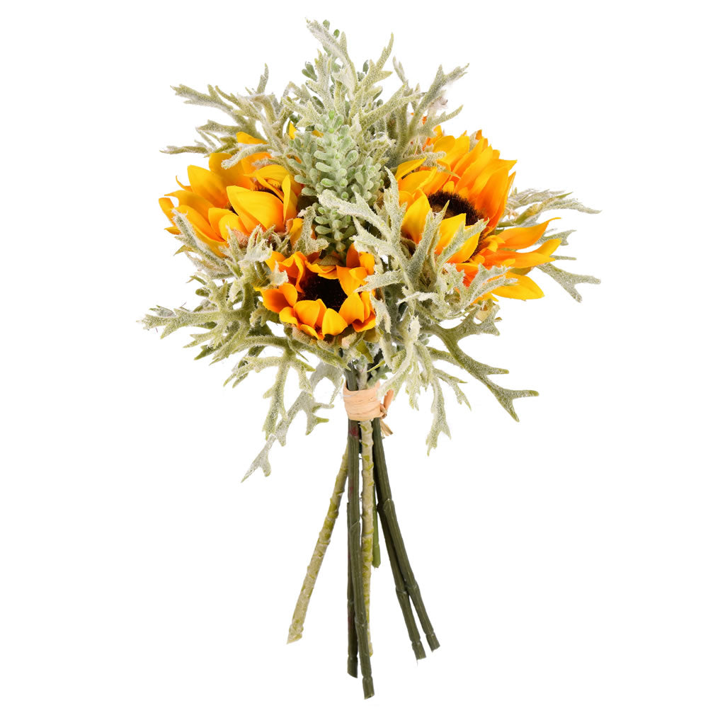 Vickerman 14” Yellow Sunflower Succulent Bouquet - FR190778