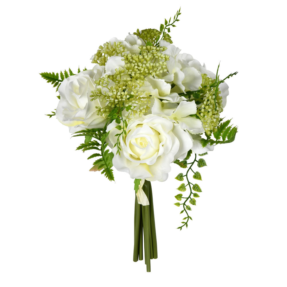 Vickerman 12'' White Rose Bouquet 2/Pk - FS190501