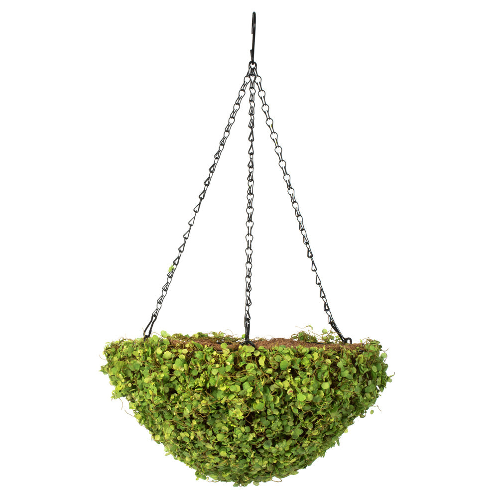 Vickerman 12'' Green Mini Leaves Hanging Basket - FS190812