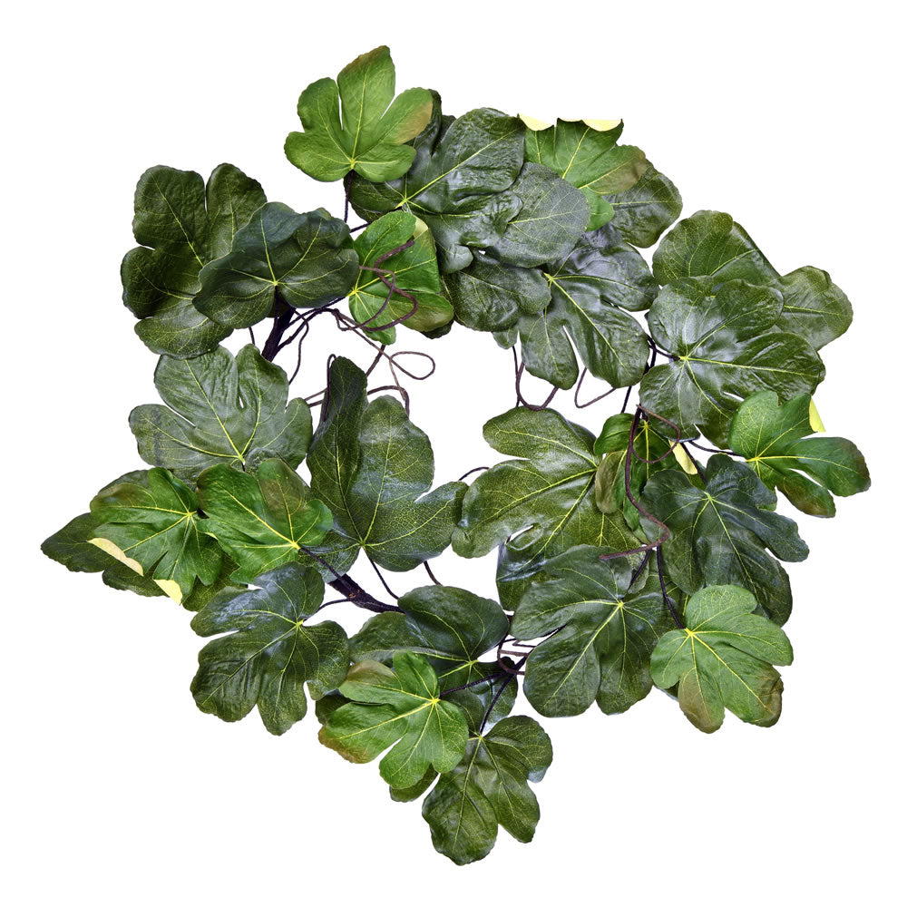 Vickerman 24” Green Fig Leaf Wreath - FT190624