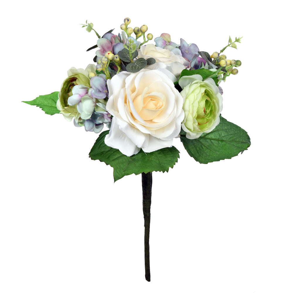 Vickerman 16” Mixed Hydrangea Rose Bush - FT191016