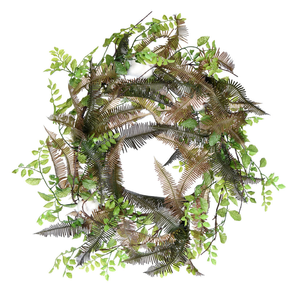 Vickerman 28” Green Fern Cotton Wreath - FT191328