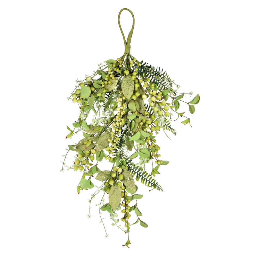 Vickerman 24” Green Fern Berry Eucalyptus Teardrop - FT191507