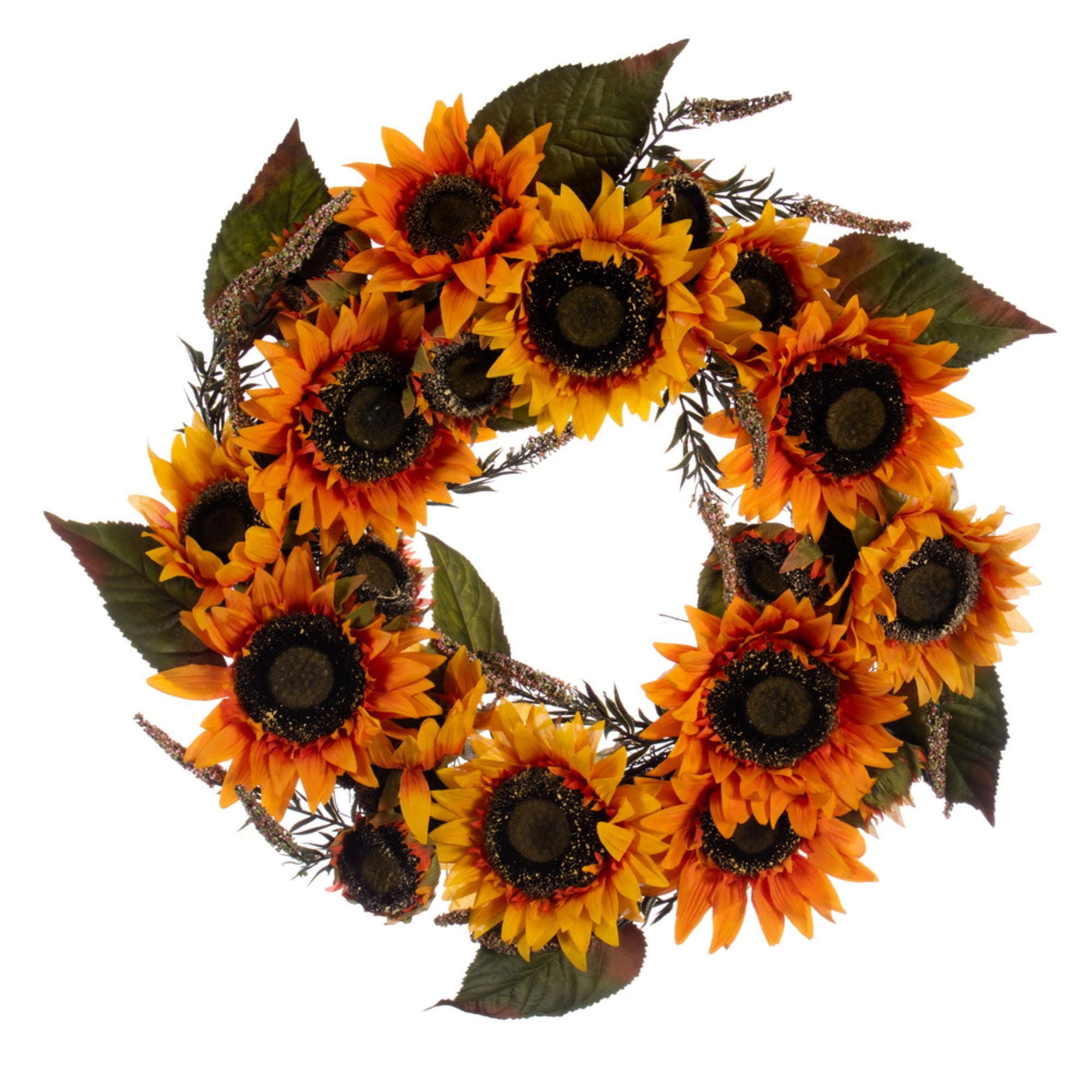 24” Yellow Sunflower Wreath with Fern