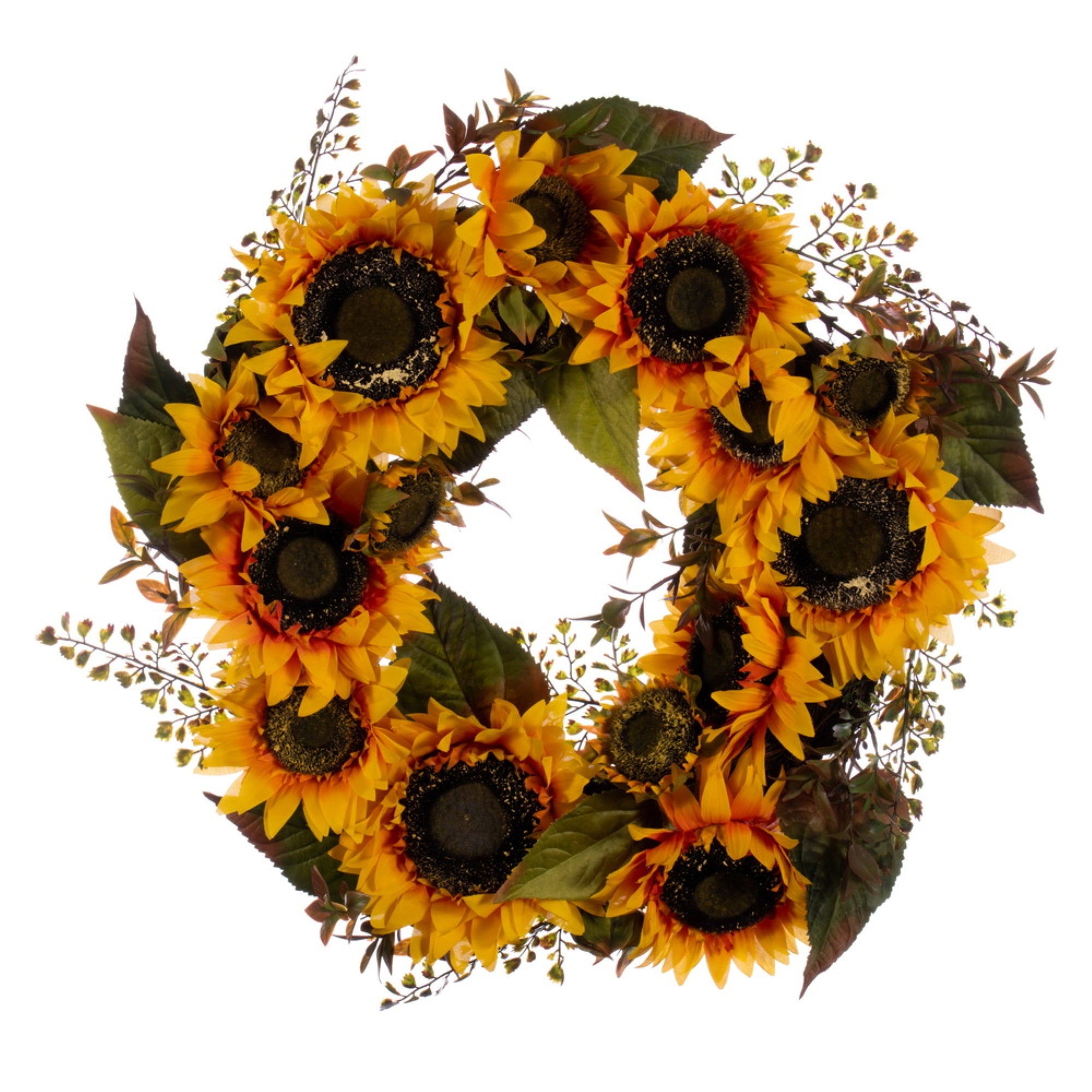 24” Yellow Sunflower Wreath with Grass