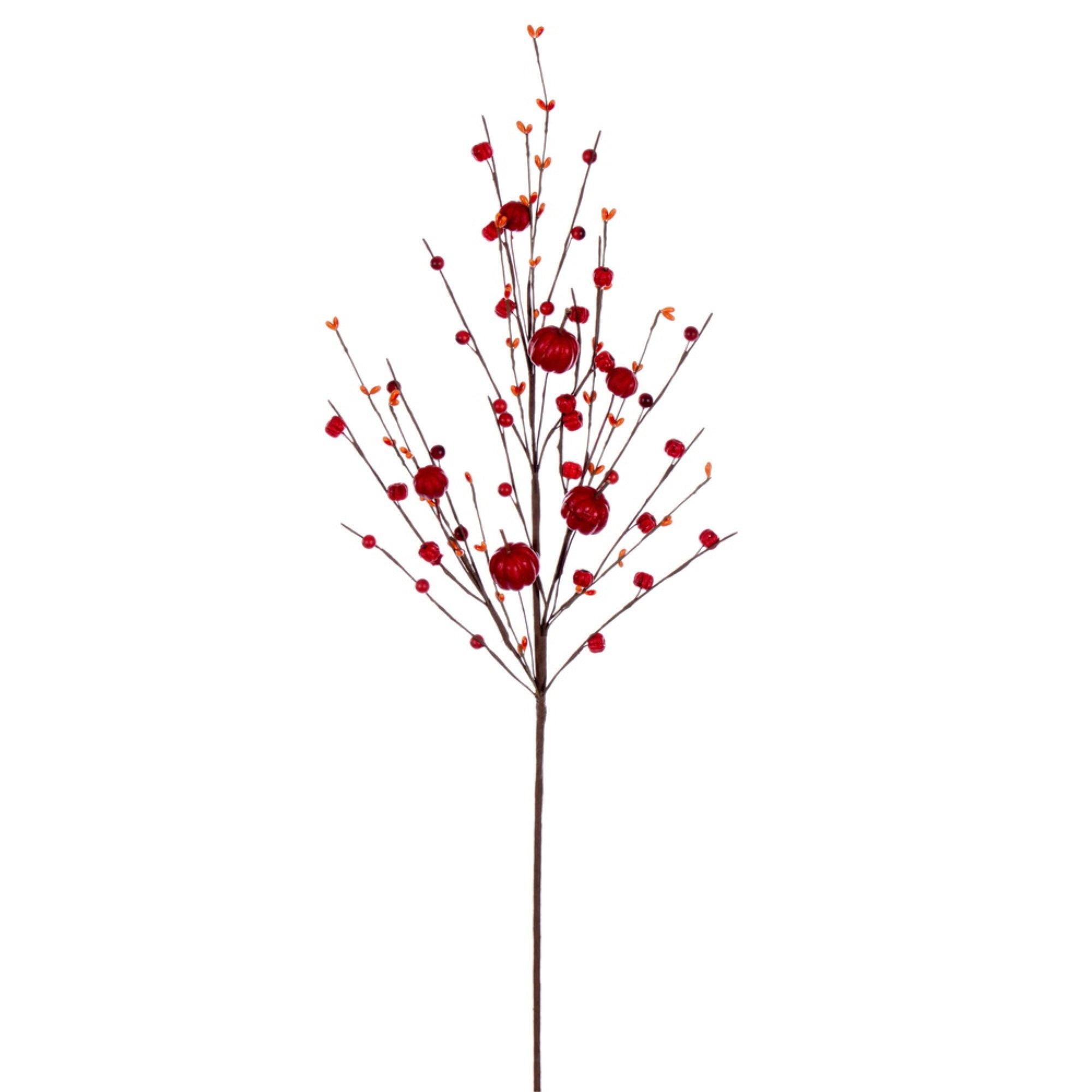 Vickerman 32” Red Artificial Pumpkin Berry Spray, 3 per bag.
