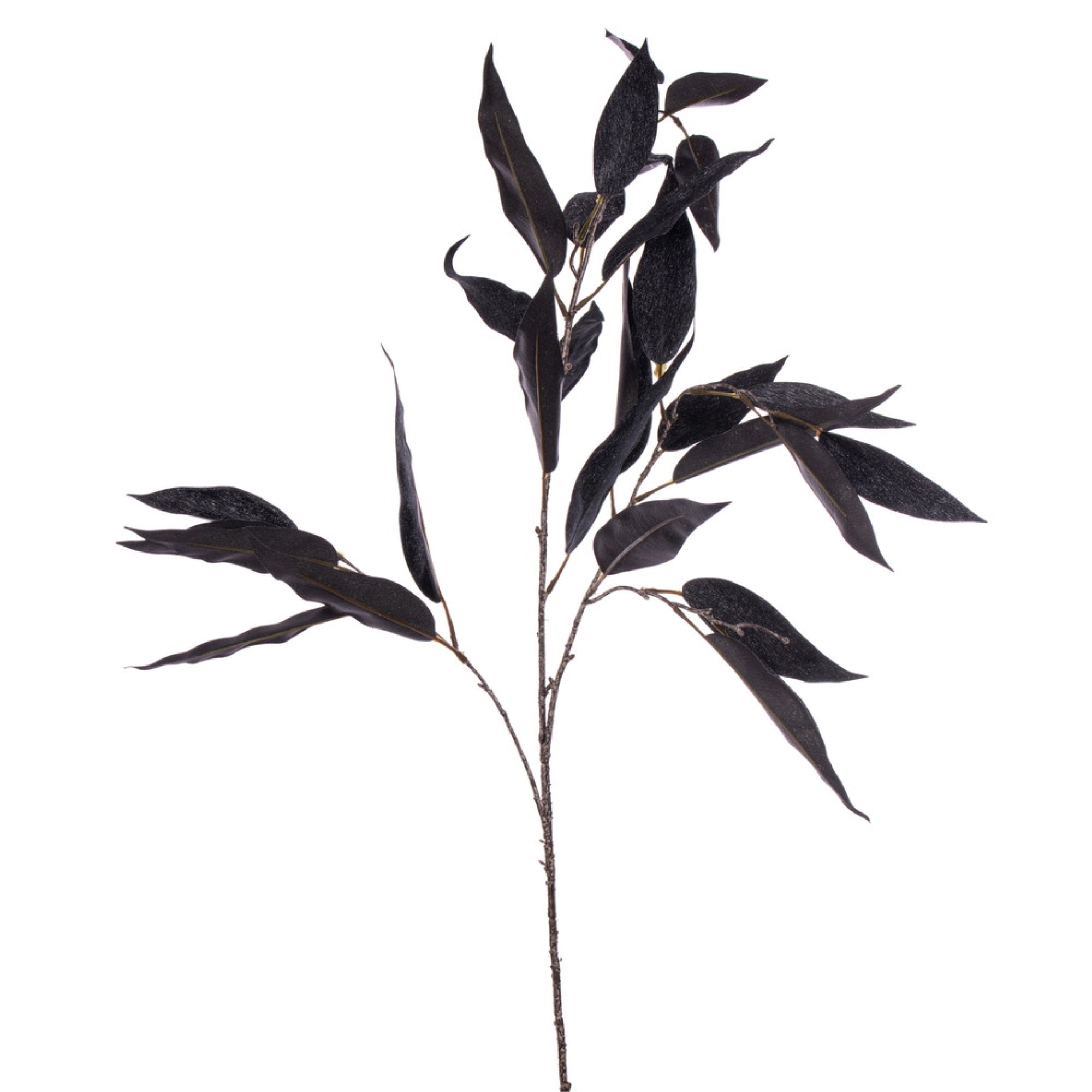Vickerman 45” Glittered Black Artificial Eucalyptus Leaf Spray 2 per bag