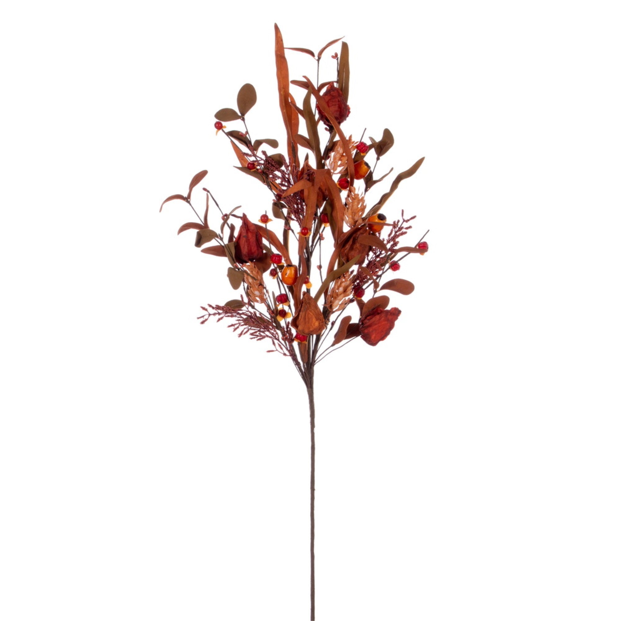 Vickerman 32” Autumn Orange Artificial Assorted Leaf Spray with Berries 2 per bag.