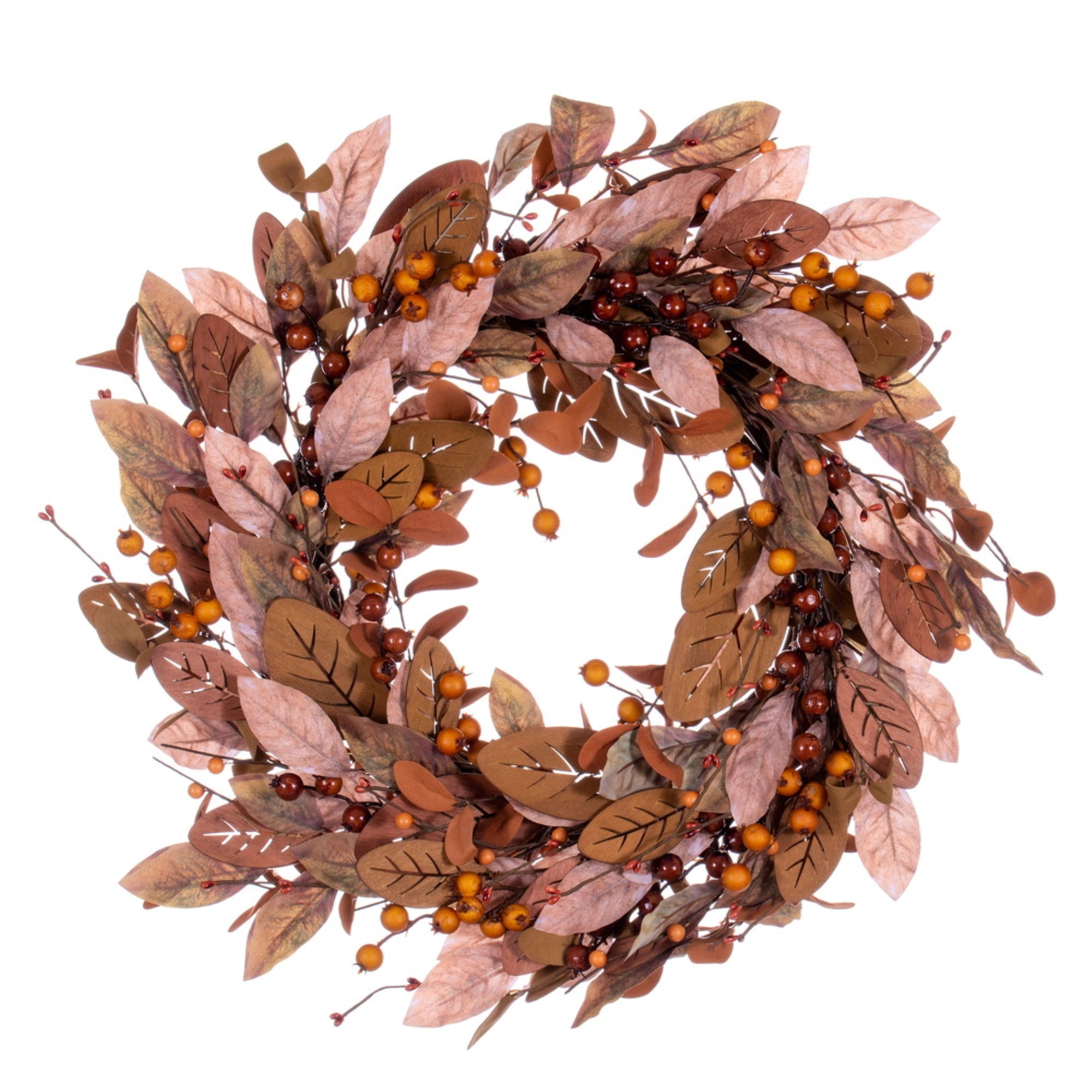 22” Green Brown Leaf Wreath