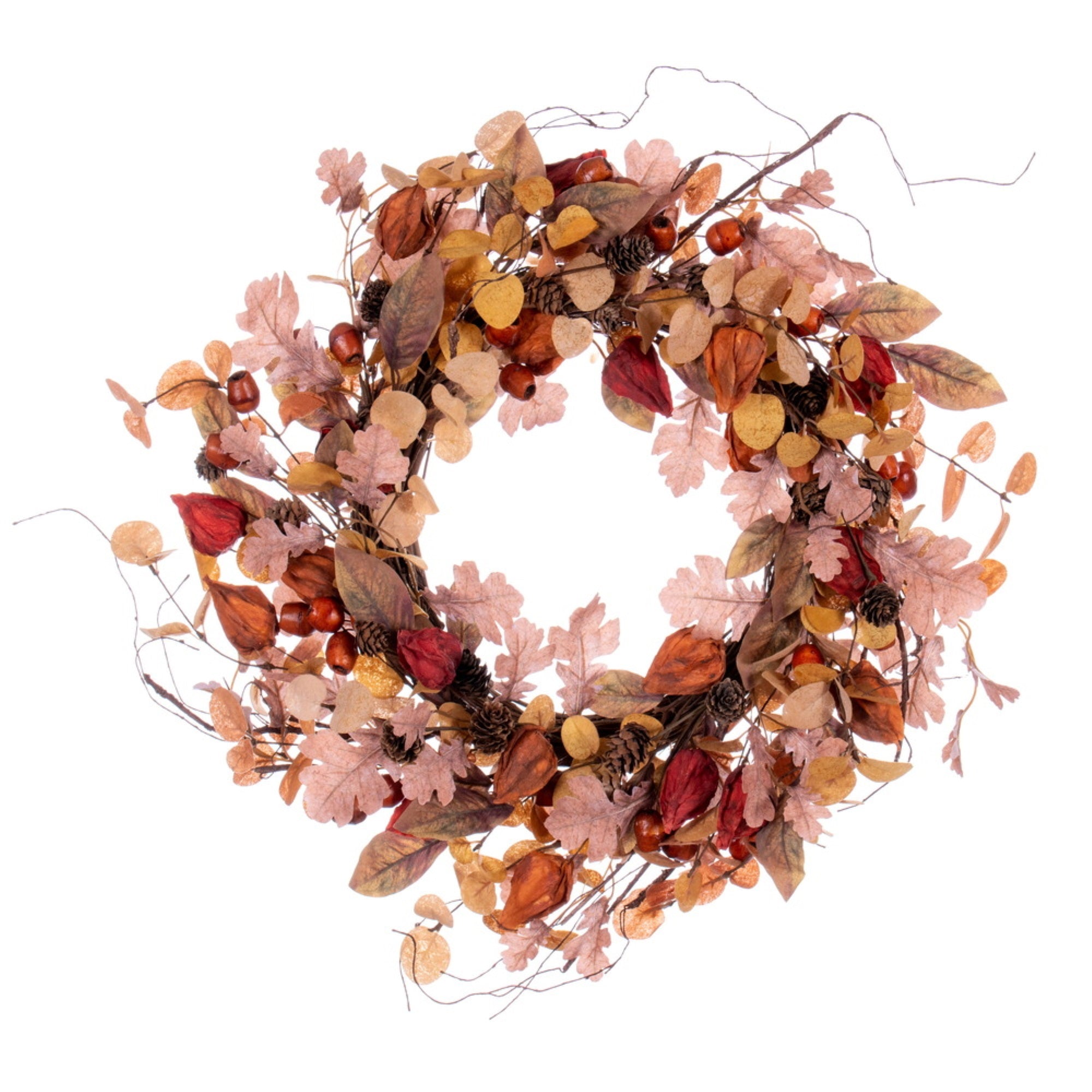 22” Cream Red Assorted Leaf Wreath