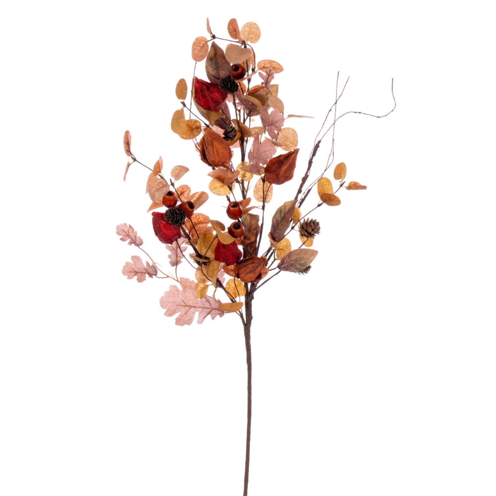 Vickerman 32” Autumn Orange Artificial Assorted Leaf Spray with Maple leaves and Pinecones 2/Bag.