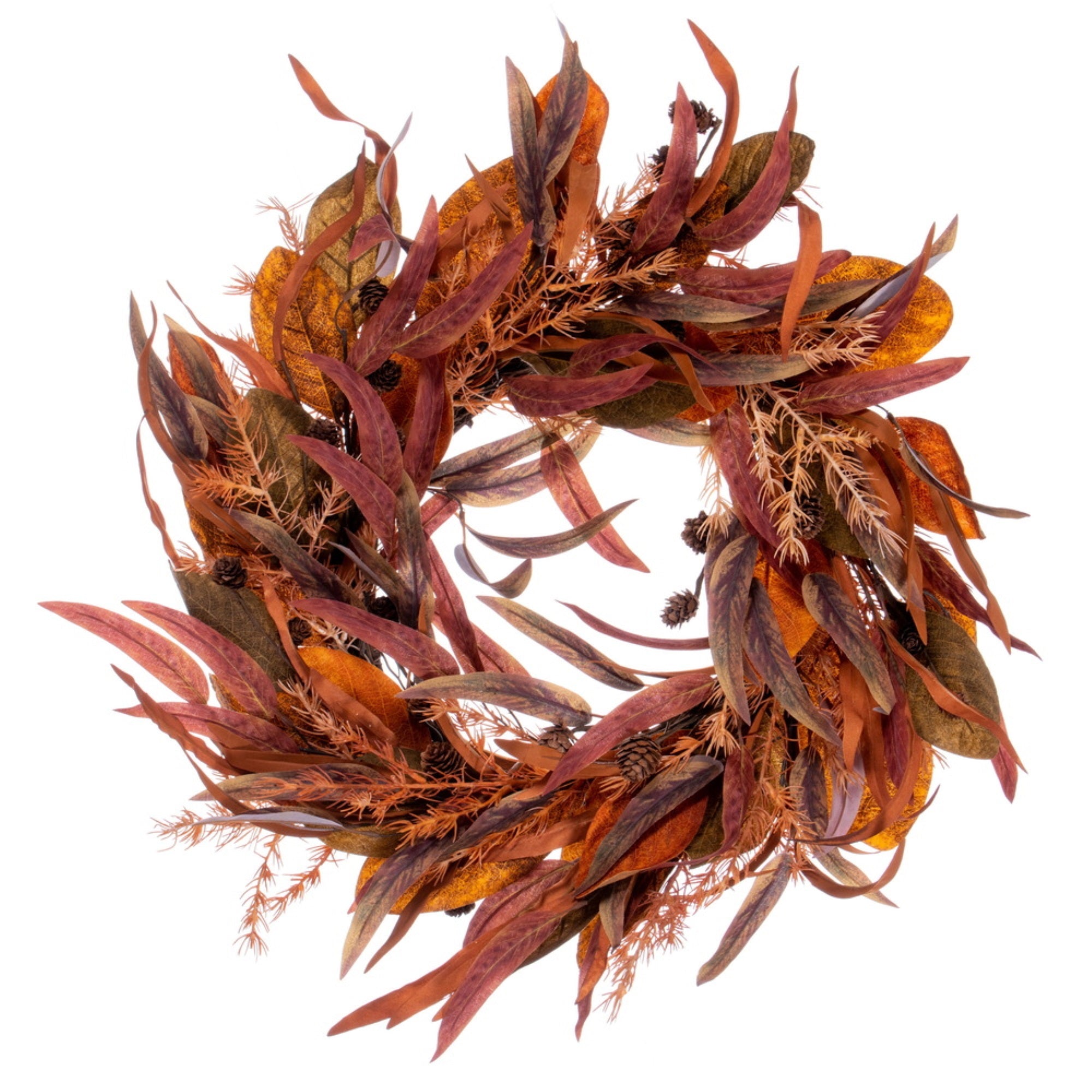 22” Cream Red Leaf Wreath