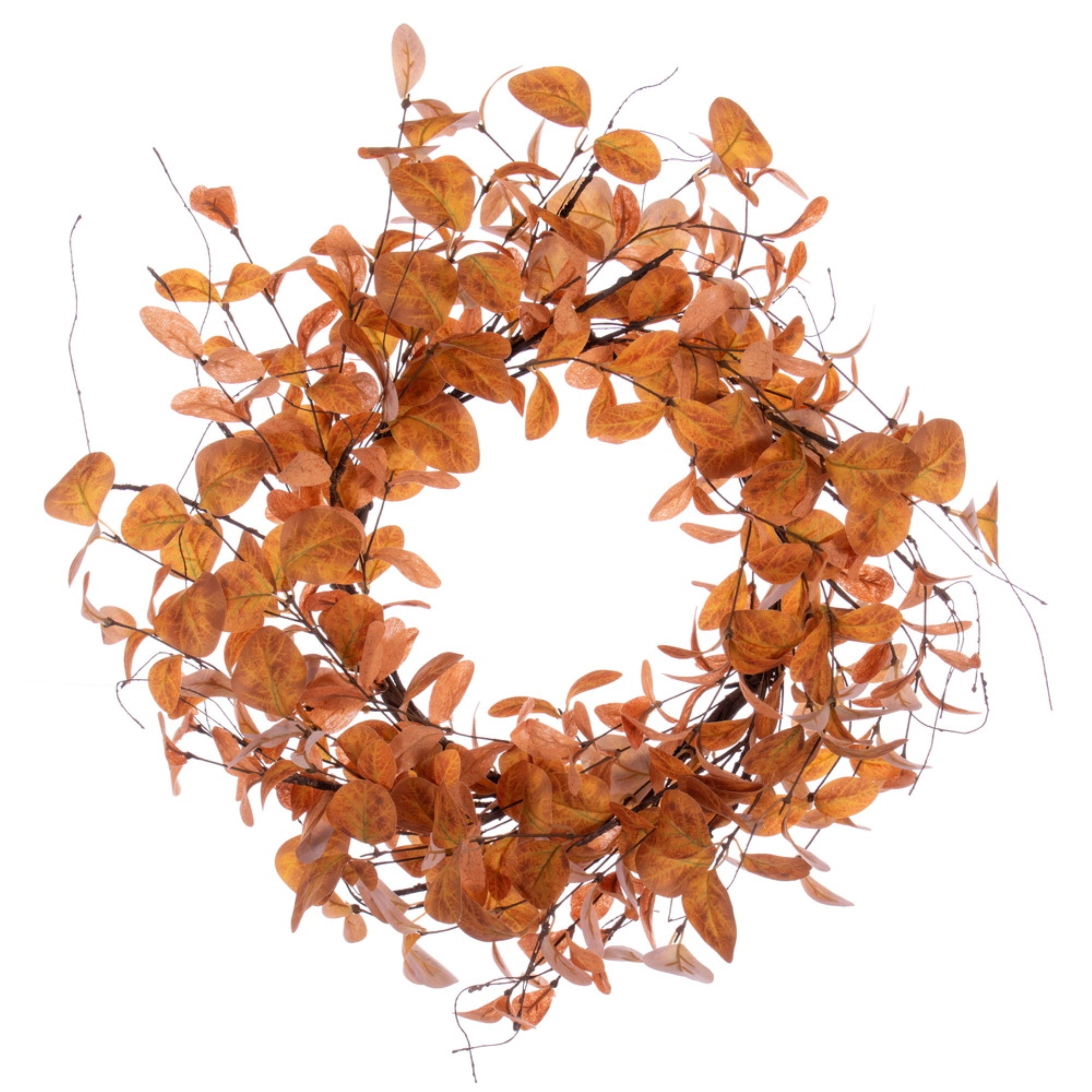 Vickerman 22” Orange Artificial Leaf Wreath.