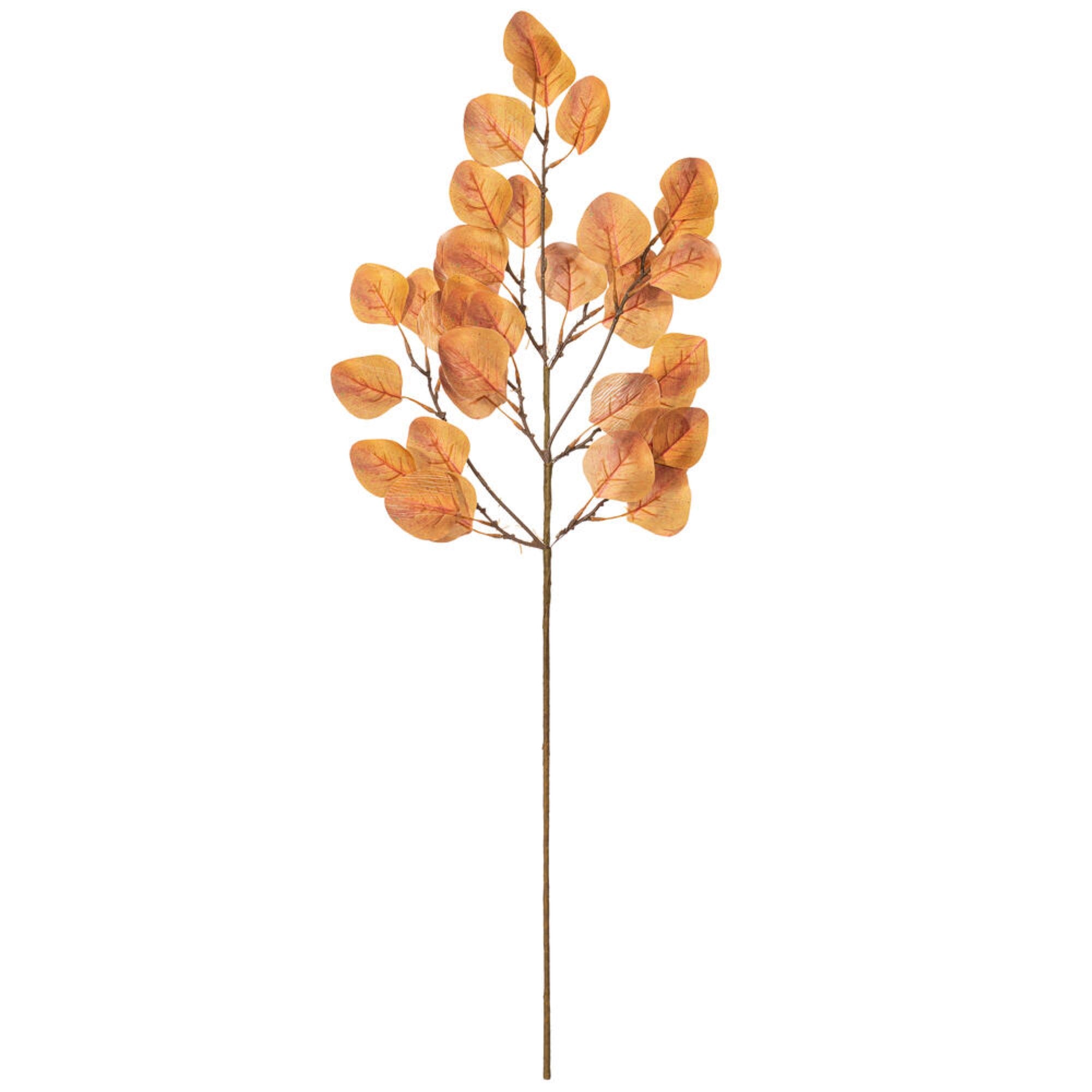 Vickerman 32” Autumn Orange Artificial Silver Dollar Eucalyptus Leaf Spray 3 per bag.