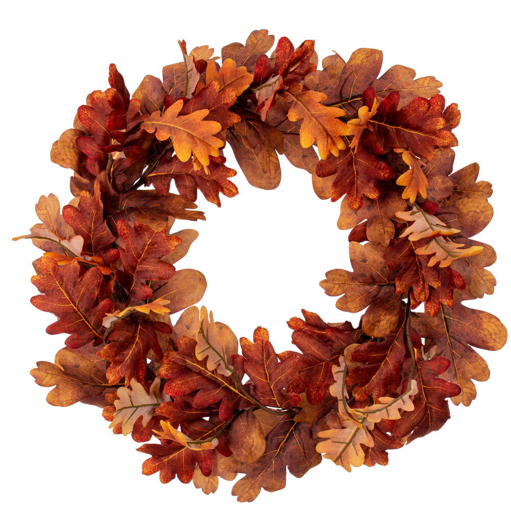 26” Orange Oak Leaf Wreath