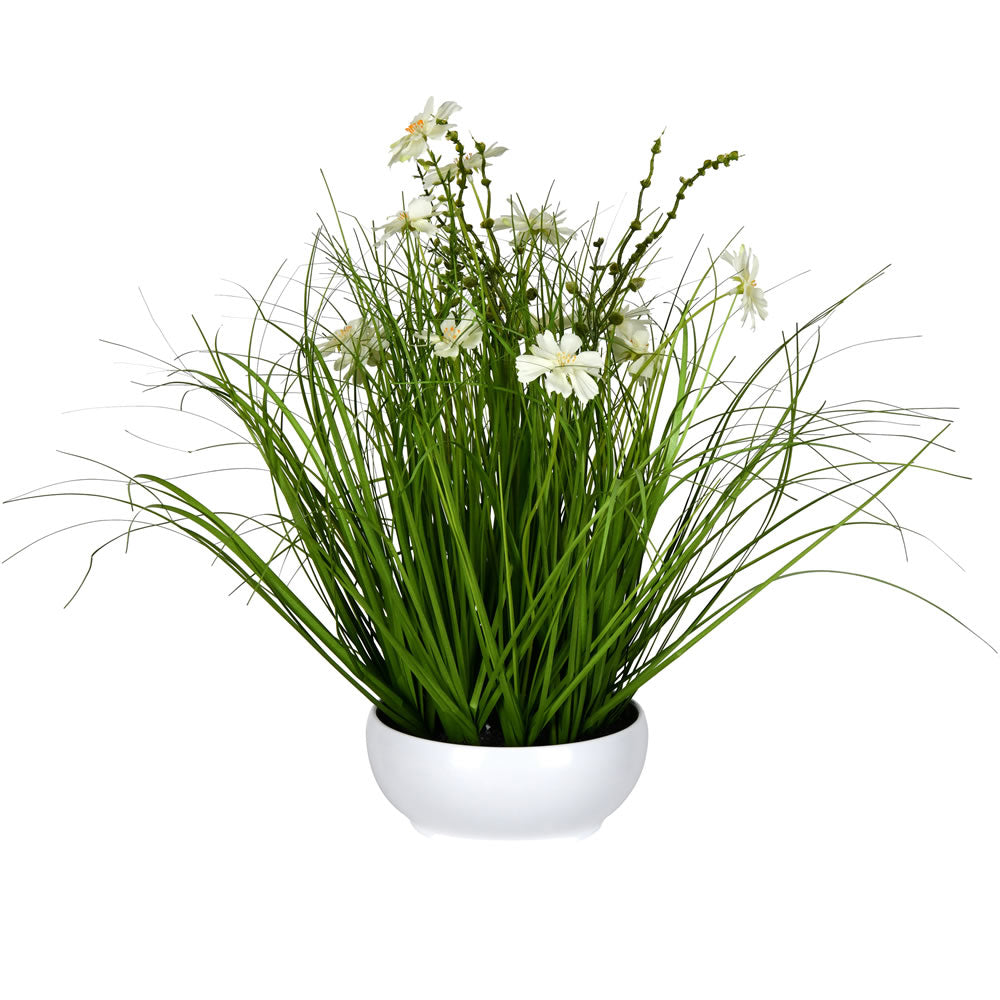 Vickerman 16.5” Cream Potted Cosmos Grass - FV190416