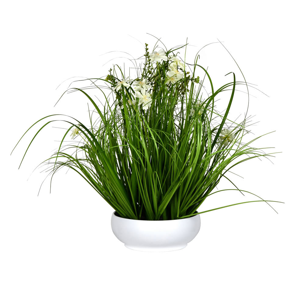 Vickerman 21” Cream Potted Cosmos Grass - FV190421