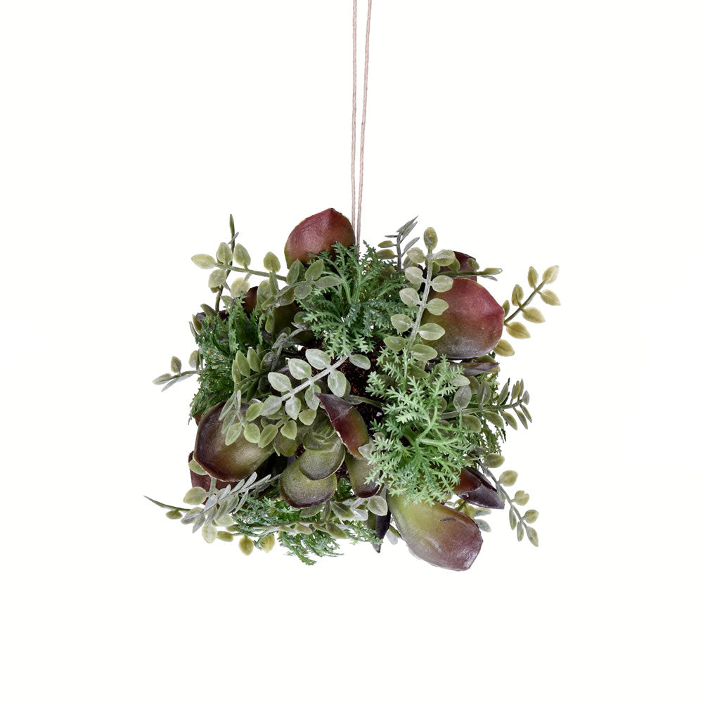 Vickerman 5” Mixed Green Red Succulent Ball - FV195605